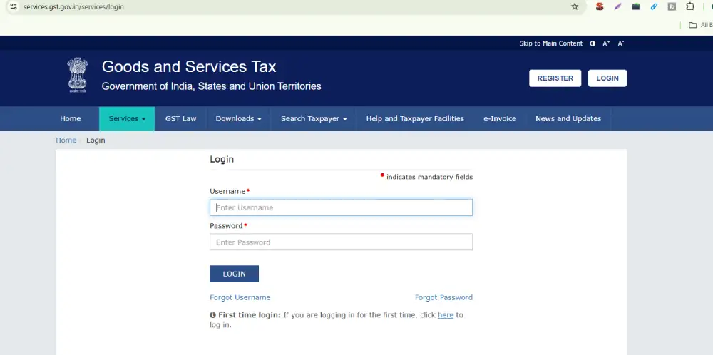 Login to GST Portal