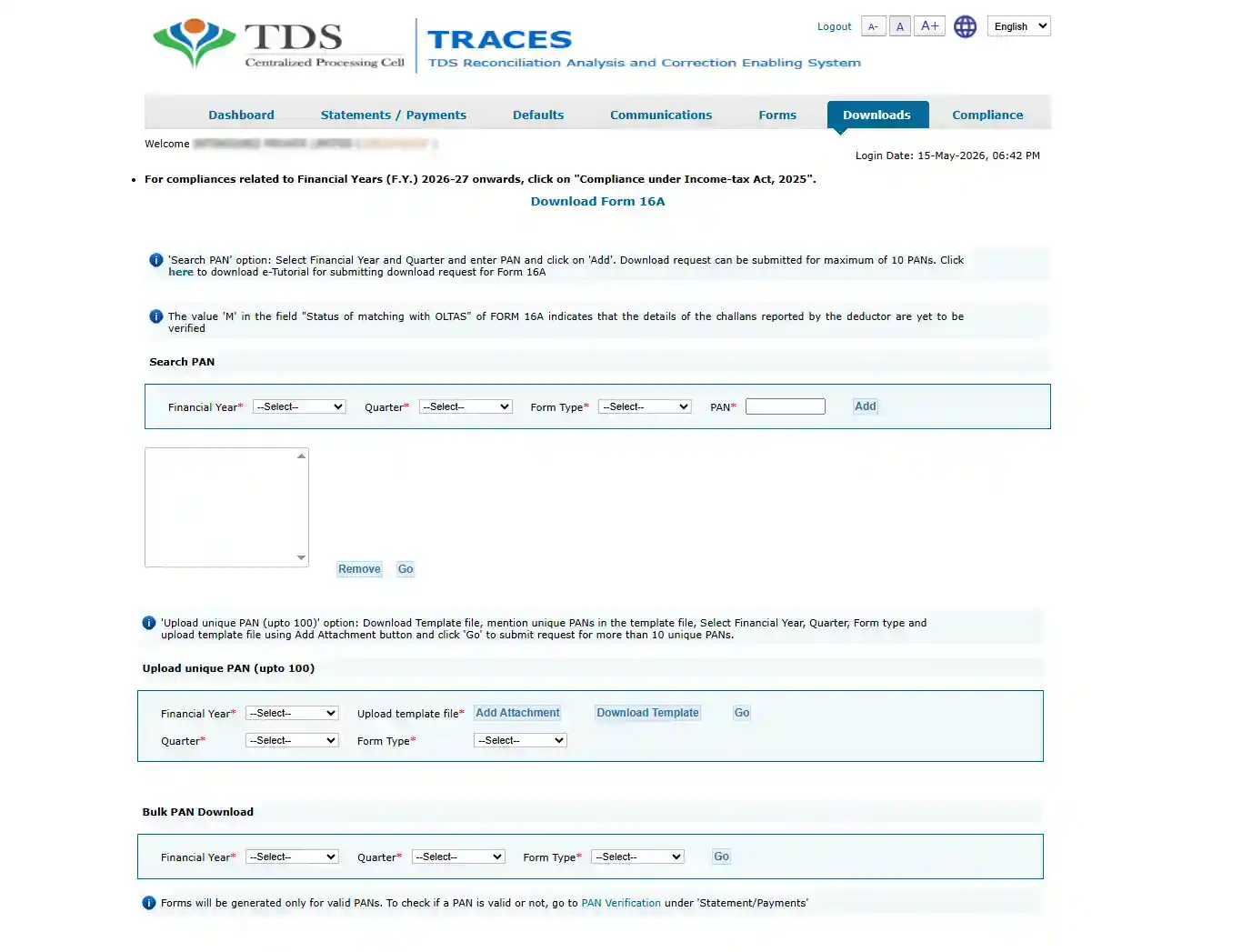 select the search criteria