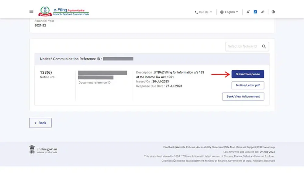 Step 4 Click on the ‘Notice/Letter PDF’