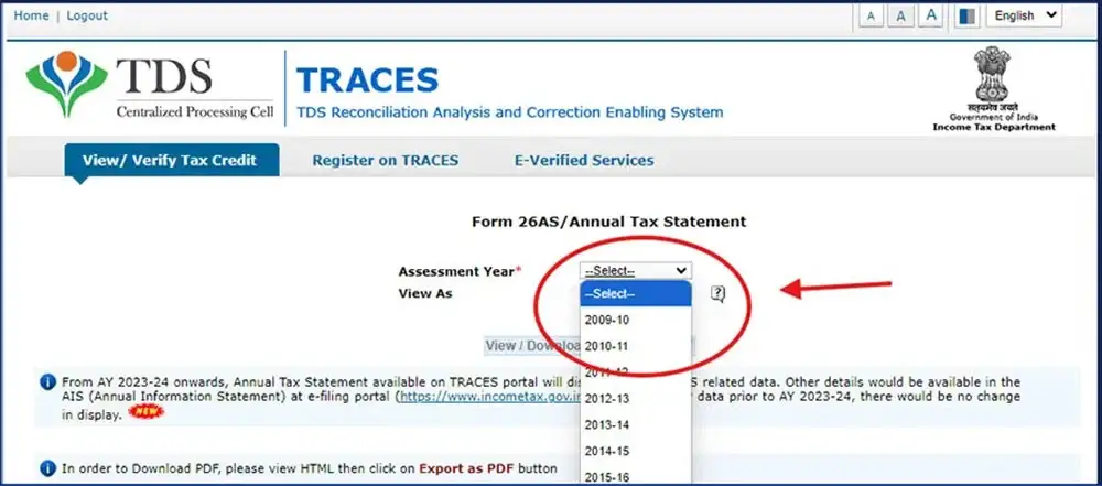 Select Financial Year
