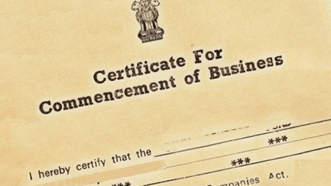 Certificate of Commencement of Business – Amendment Ordinance, 2019