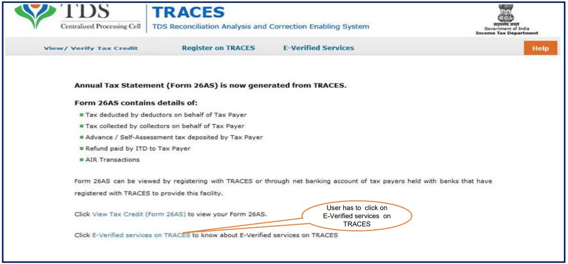 TRACES Form 26QC Correction E-Verify E-Verified Services on TRACES
